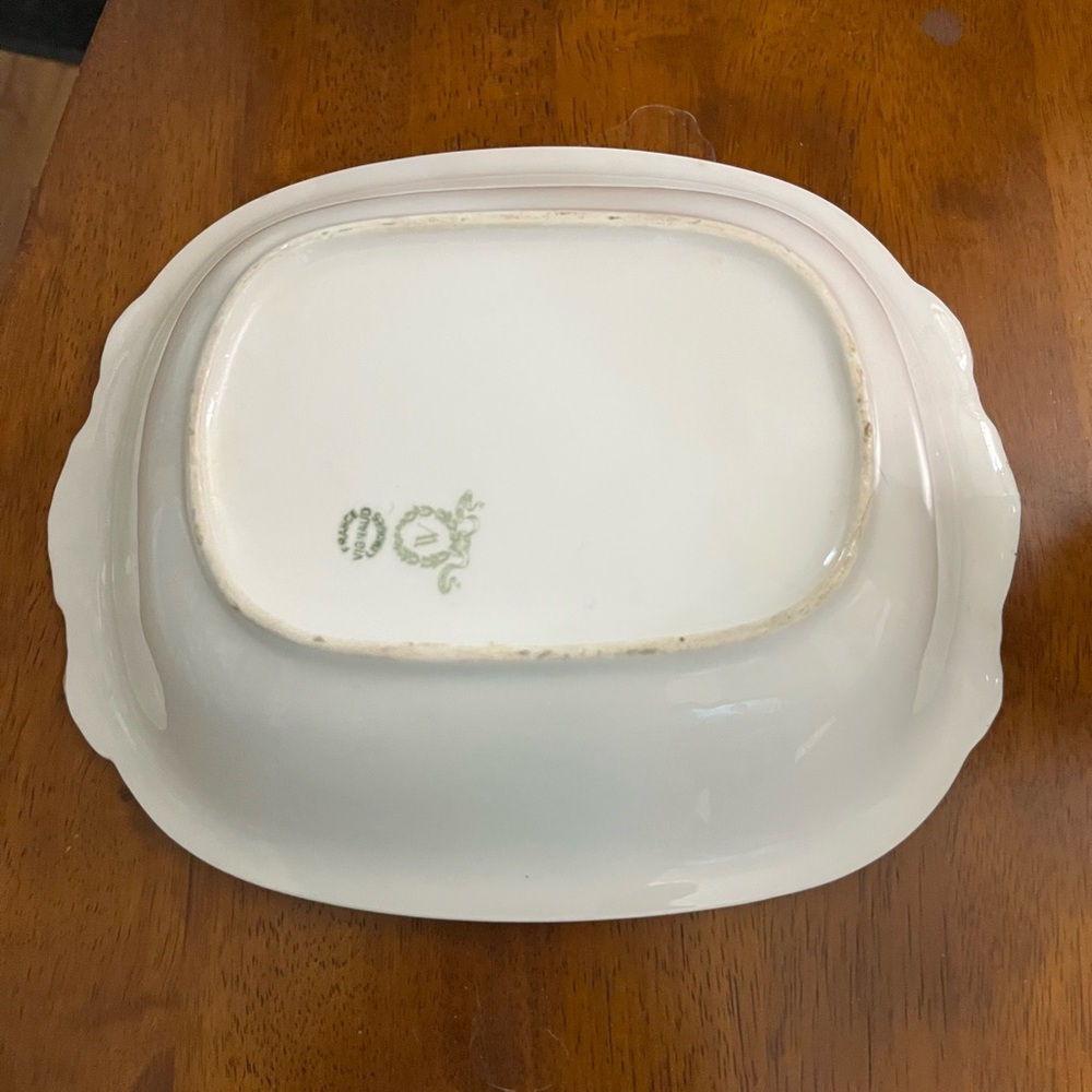 Gold and White Floral Trimmed Serving Bowl - Picture 2 of 2